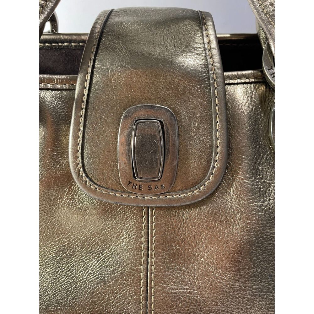 The sack original Y2K mini handbag metallic gold leather crop VTG casual women - Picture 10 of 11